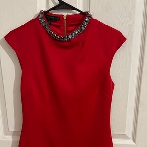 Ted Baker Vibrant Red Dress with Jewel Collar - Used